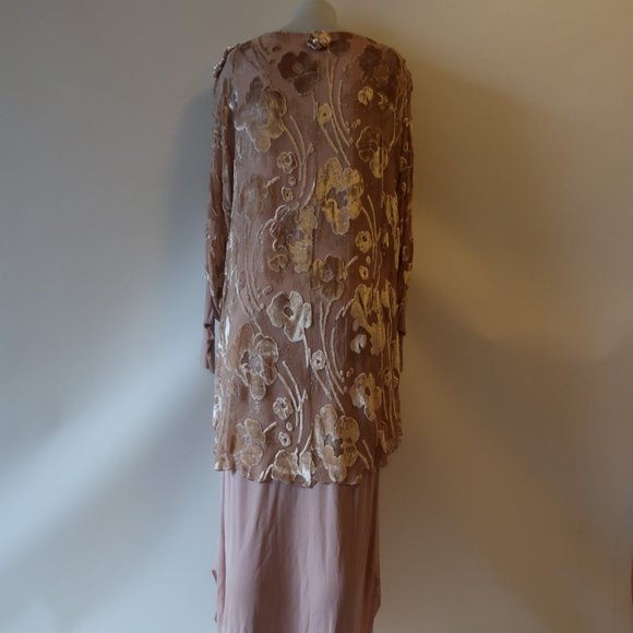 WOMENS HOLLY SHARP BLUSH NUDE FLORAL VELVET LONG SLEEVE MAXI DRESS M * - Picture 11 of 14